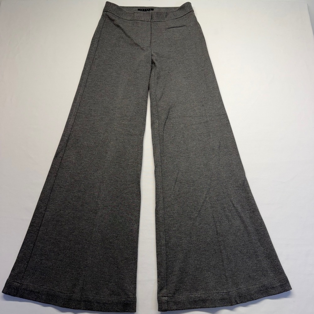 Theory Emmett Craze Pants 00 Gray Wide Leg Flare Ponte Knit Womens Trousers